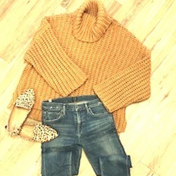 Zara Sweaters - Zara Funnel-Neck Acrylic Warm Rust-Colored Sweater